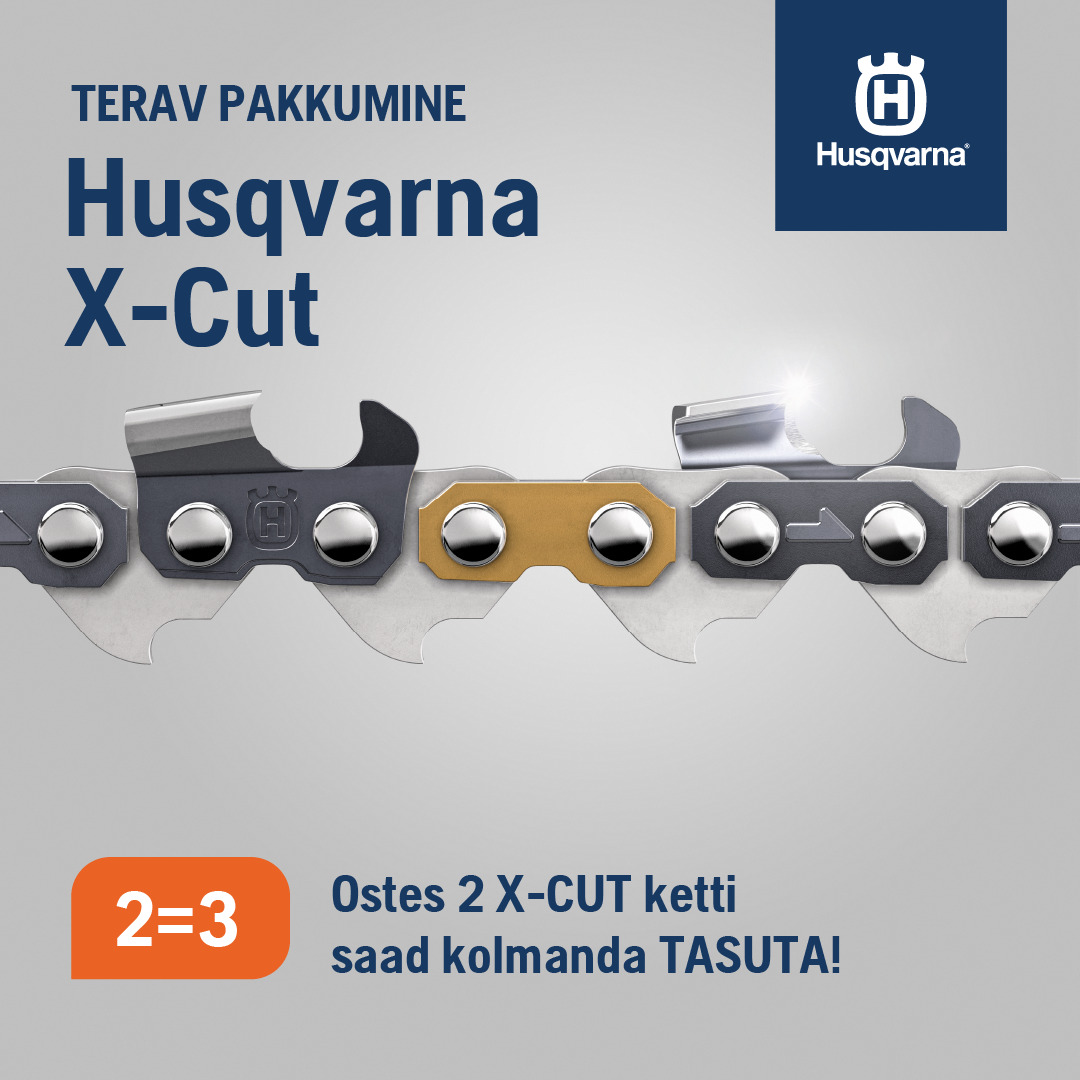 Oodatud 2=3 pakkumine tuleb taas! Ostes kaks Husqvarna X-CUT saeketti saad kolmanda täiesti TASUTA! Husqvarna X-CUT kett on loodud spetsiaalselt Husqvarna ketts